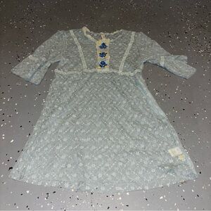 Free People Floral Blue Blouse